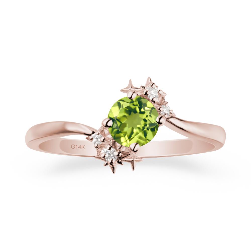 Star Round Peridot Celestial Ring - LUO Jewelry #metal_14k rose gold