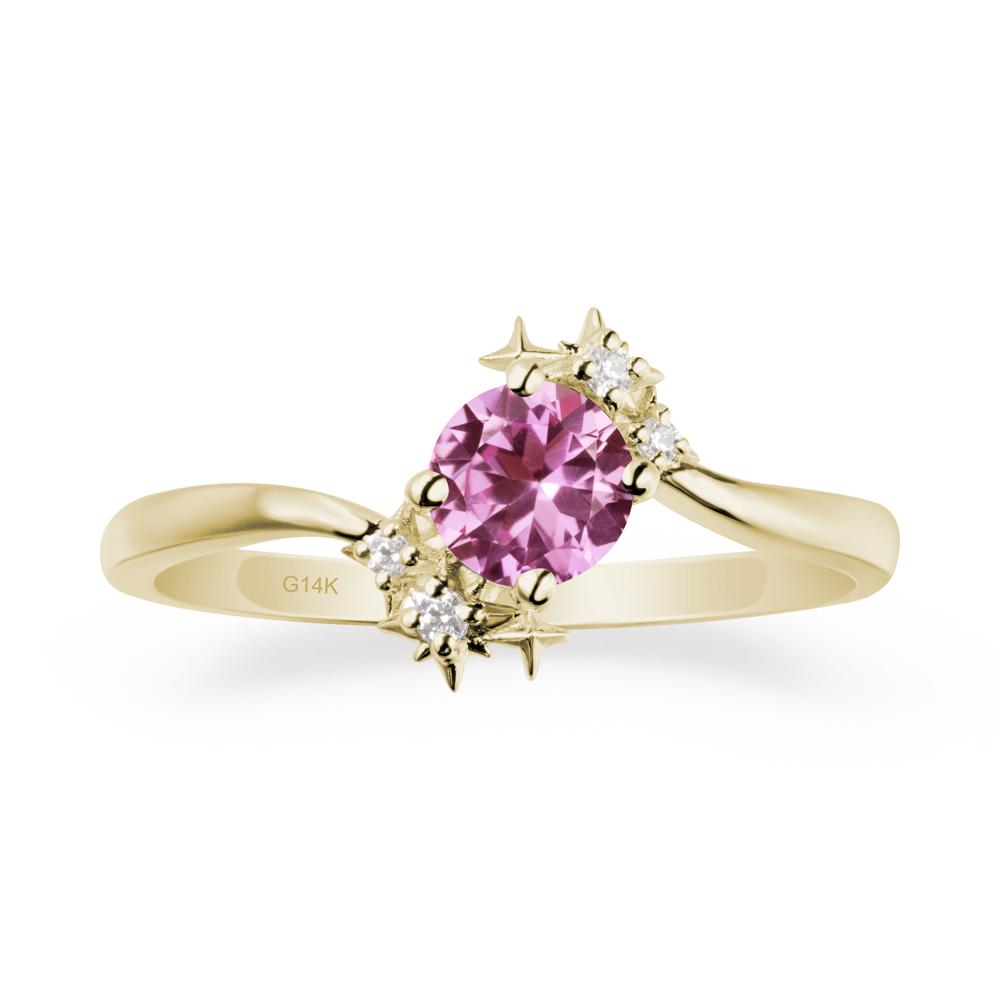 Round Pink Sapphire Bypass Ring - LUO Jewelry #metal_14k yellow gold