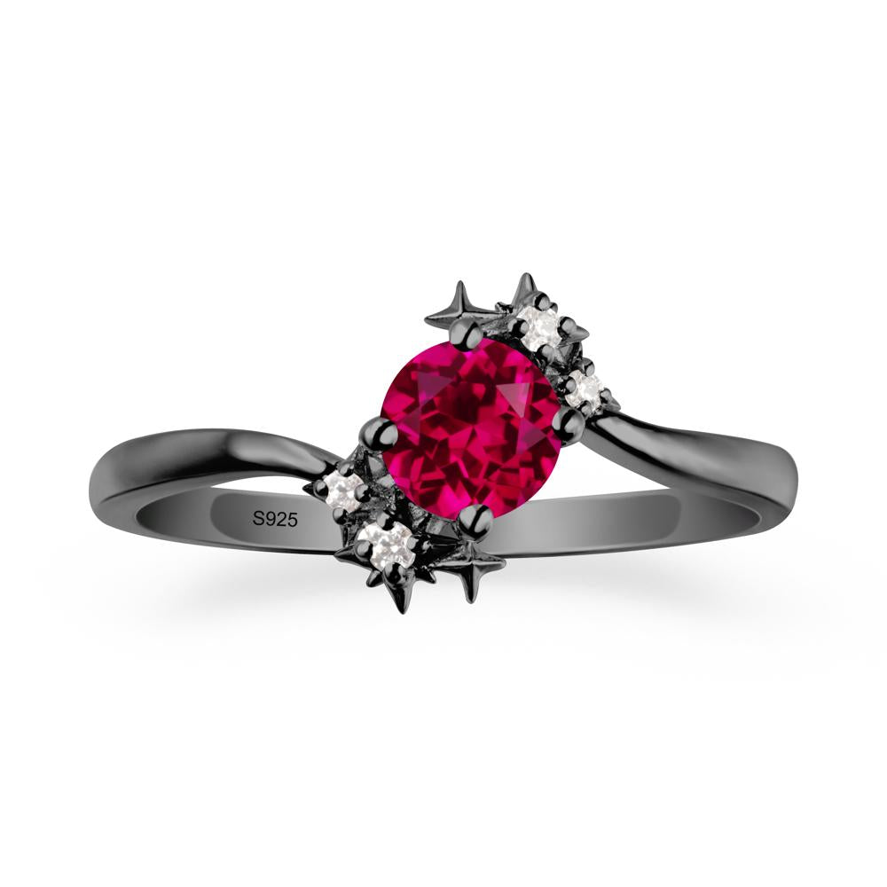 Star Round Ruby Celestial Ring - LUO Jewelry #metal_black finish sterling silver