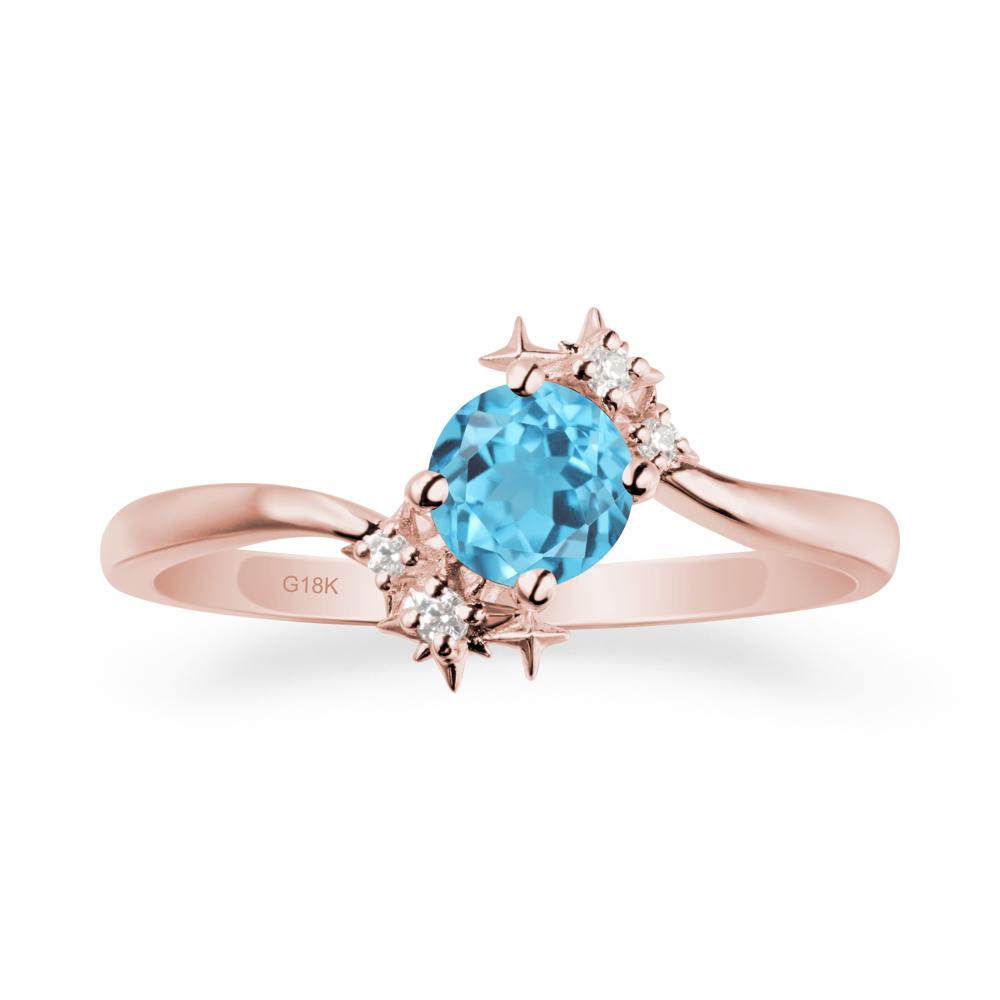Star Round Swiss Blue Topaz Celestial Ring - LUO Jewelry #metal_18k rose gold