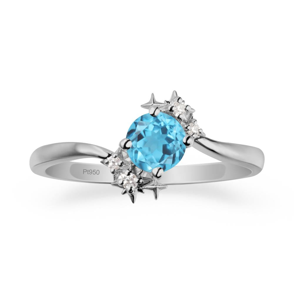 Star Round Swiss Blue Topaz Celestial Ring - LUO Jewelry #metal_platinum
