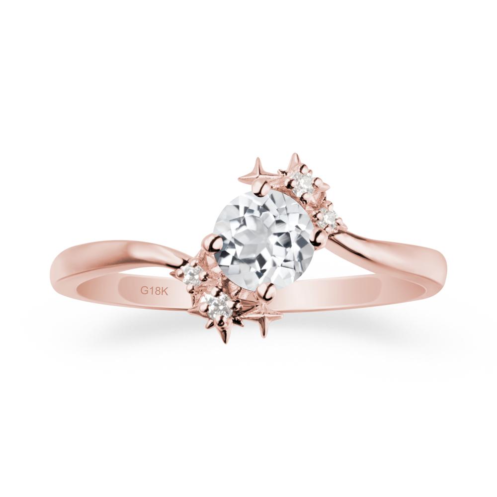 Round White Topaz Bypass Ring - LUO Jewelry #metal_18k rose gold
