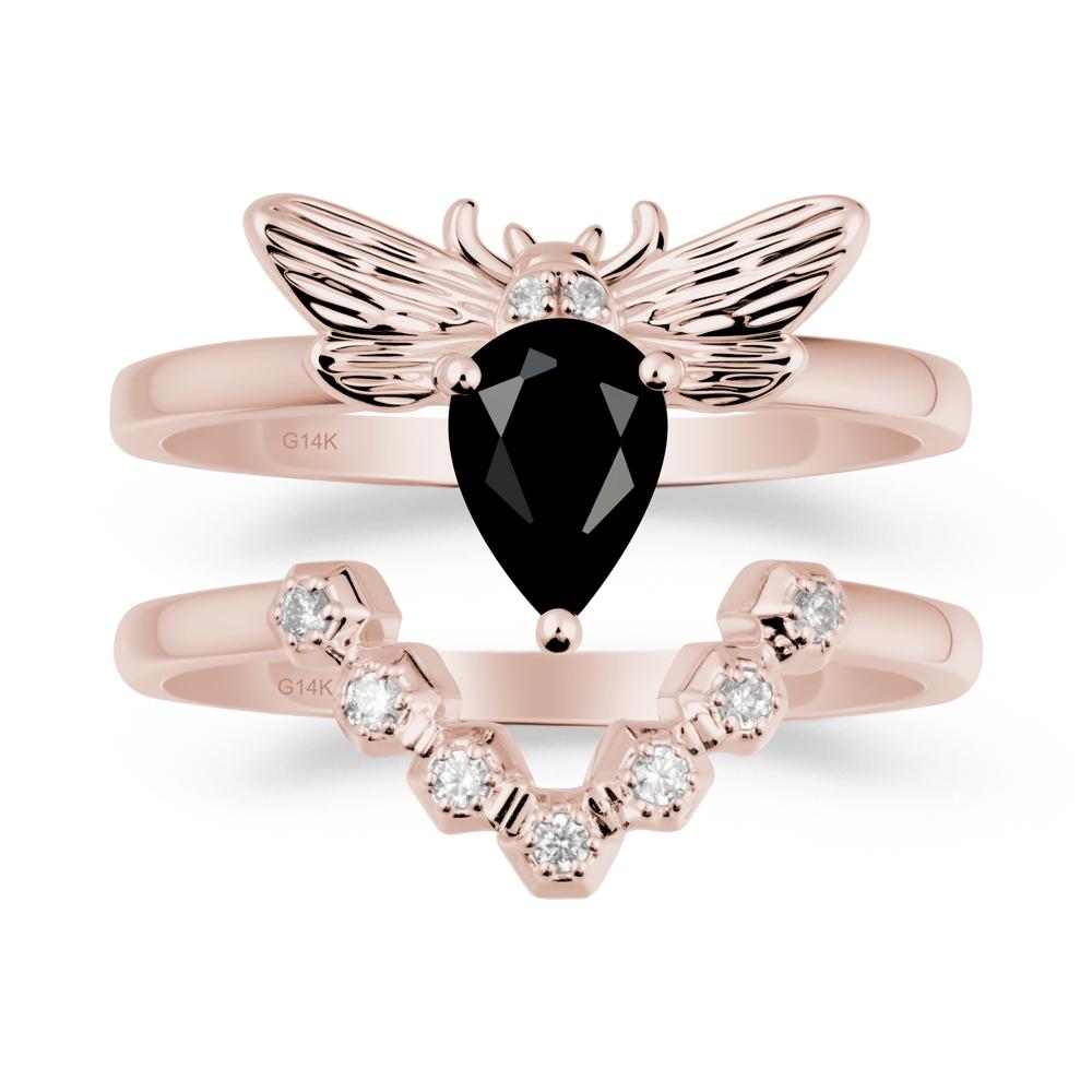 Queen Bee Inspired Black Spinel Ring Set - LUO Jewelry #metal_xxxxx