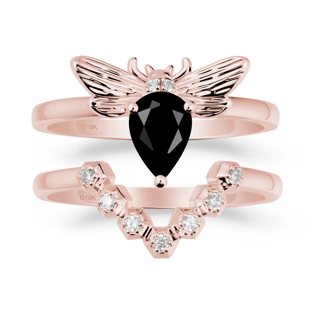 Queen Bee Inspired Black Spinel Ring Set - LUO Jewelry #metal_xxxxx