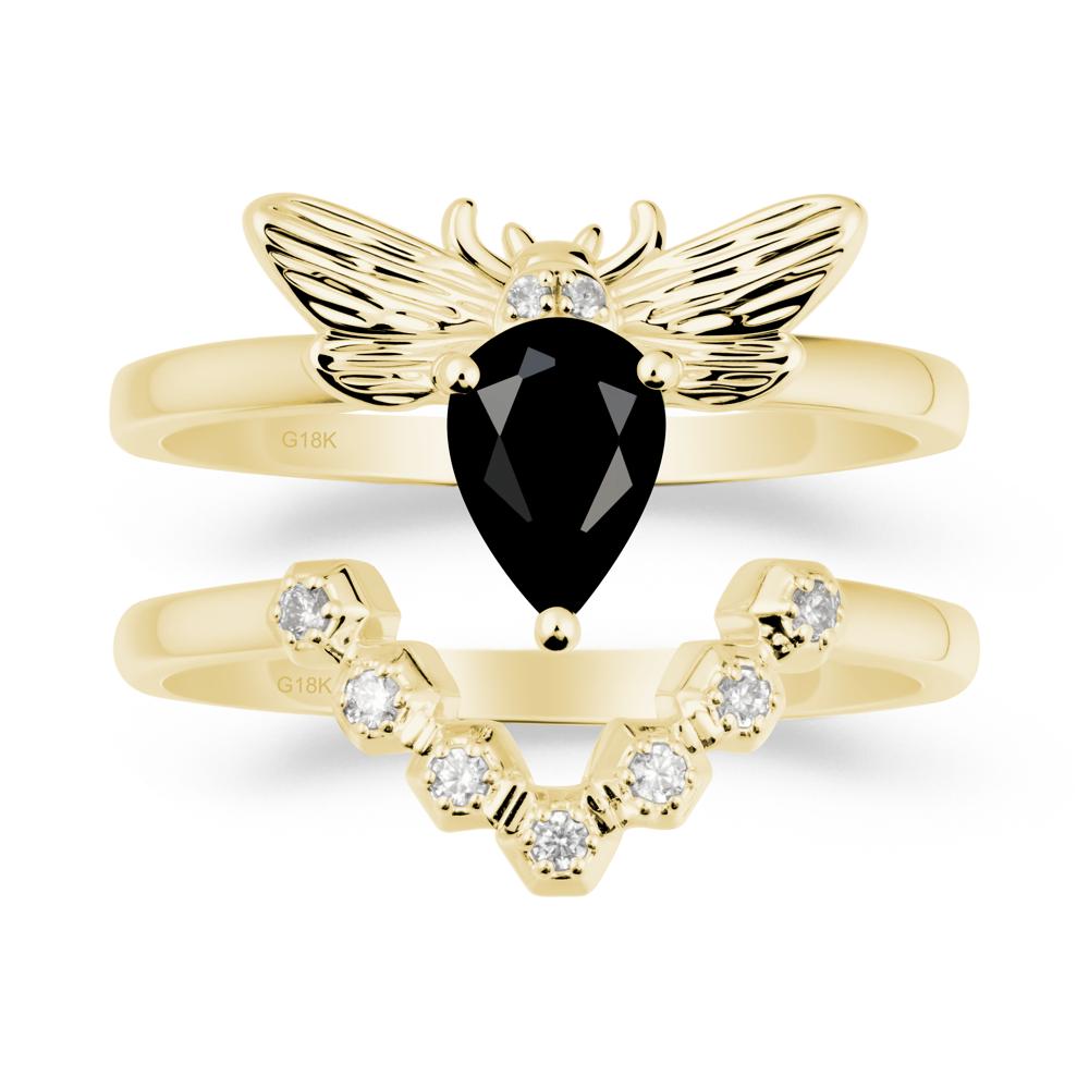 Queen Bee Inspired Black Spinel Ring Set - LUO Jewelry #metal_xxxxx