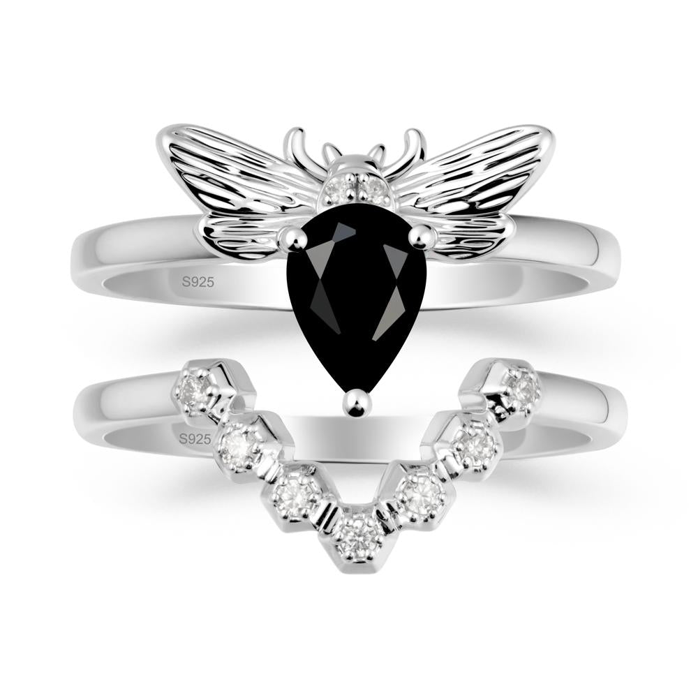 Queen Bee Inspired Black Spinel Ring Set - LUO Jewelry #metal_xxxxx