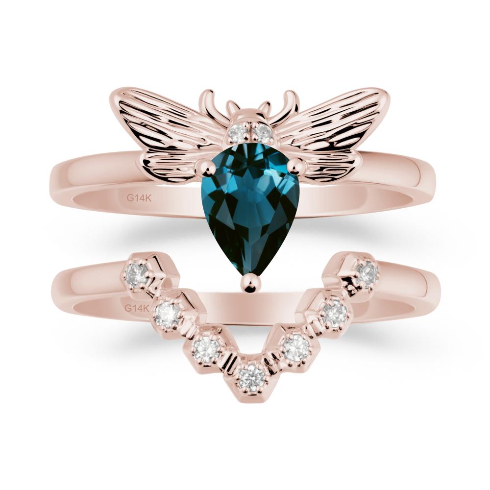 Queen Bee Inspired London Blue Topaz Ring Set - LUO Jewelry #metal_xxxxx
