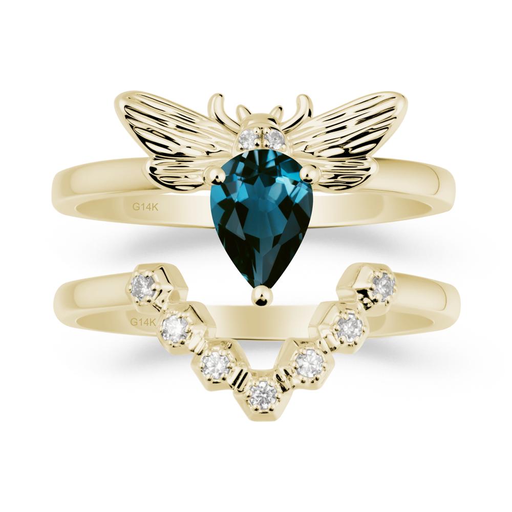 Queen Bee Inspired London Blue Topaz Ring Set - LUO Jewelry #metal_xxxxx