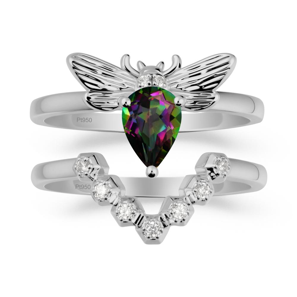 Pear Shapped Mystic Topaz Bee Ring Set - LUO Jewelry #metal_xxxxx