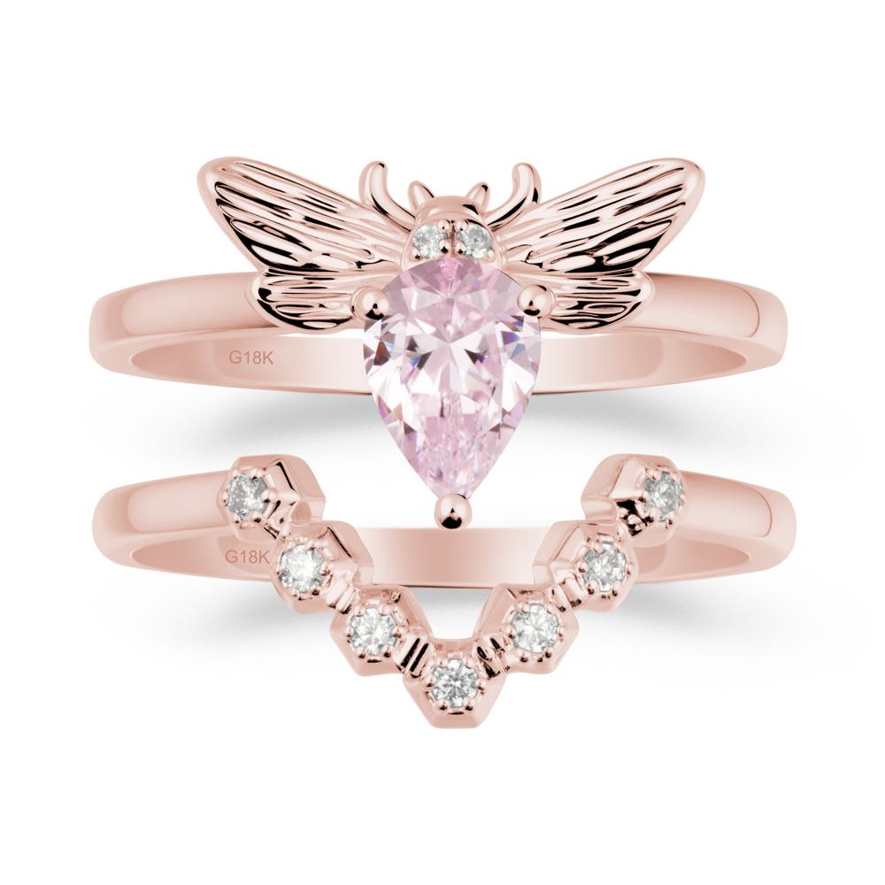 Queen Bee Inspired Pink Cubic Zirconia Ring Set - LUO Jewelry #metal_xxxxx
