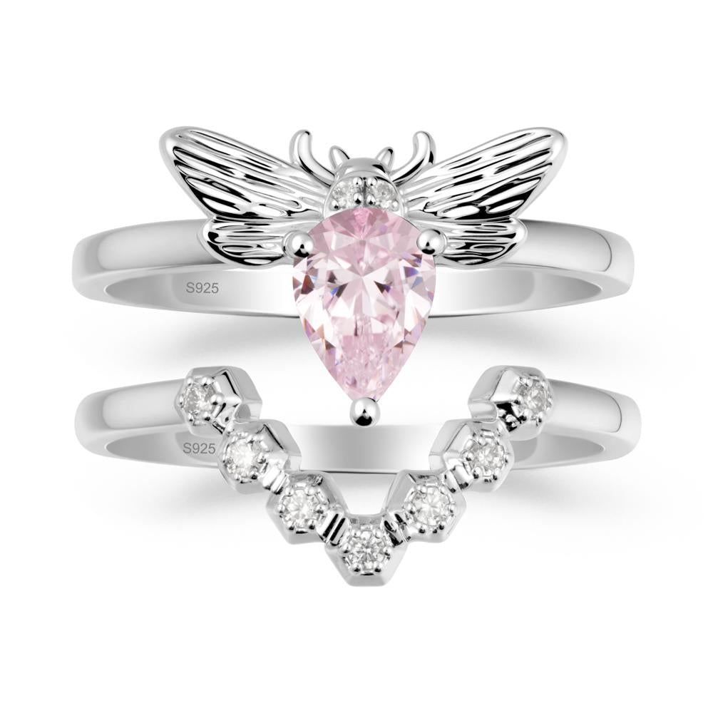 Queen Bee Inspired Pink Cubic Zirconia Ring Set - LUO Jewelry #metal_xxxxx