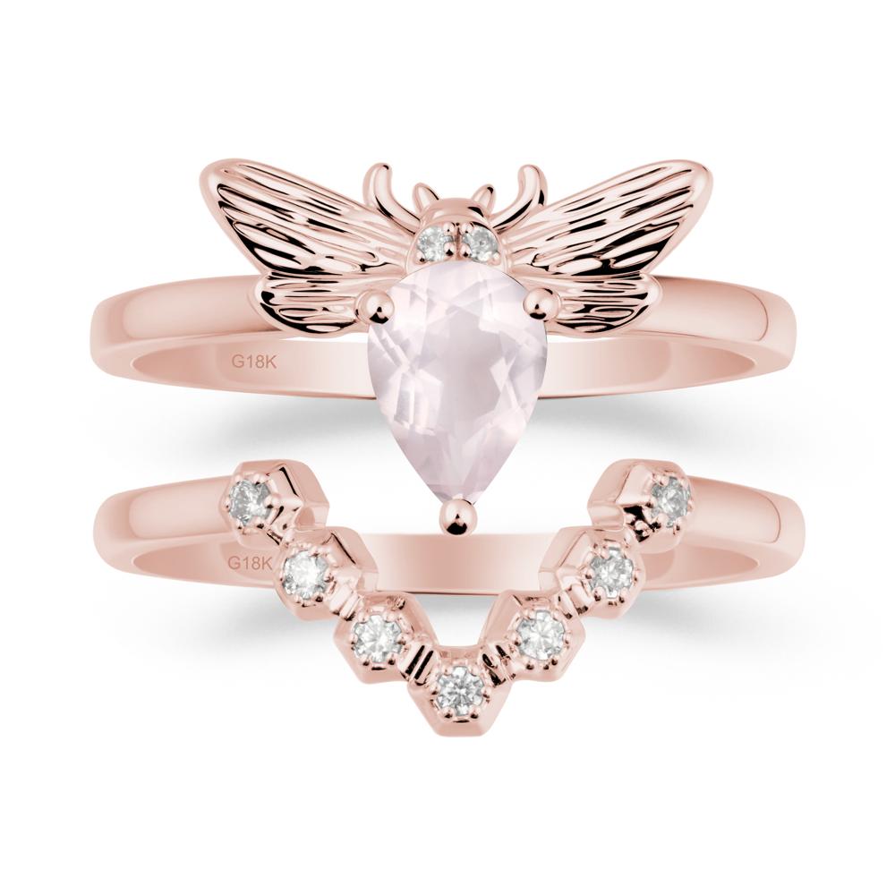 Queen Bee Inspired Rose Quartz Ring Set - LUO Jewelry #metal_xxxxx