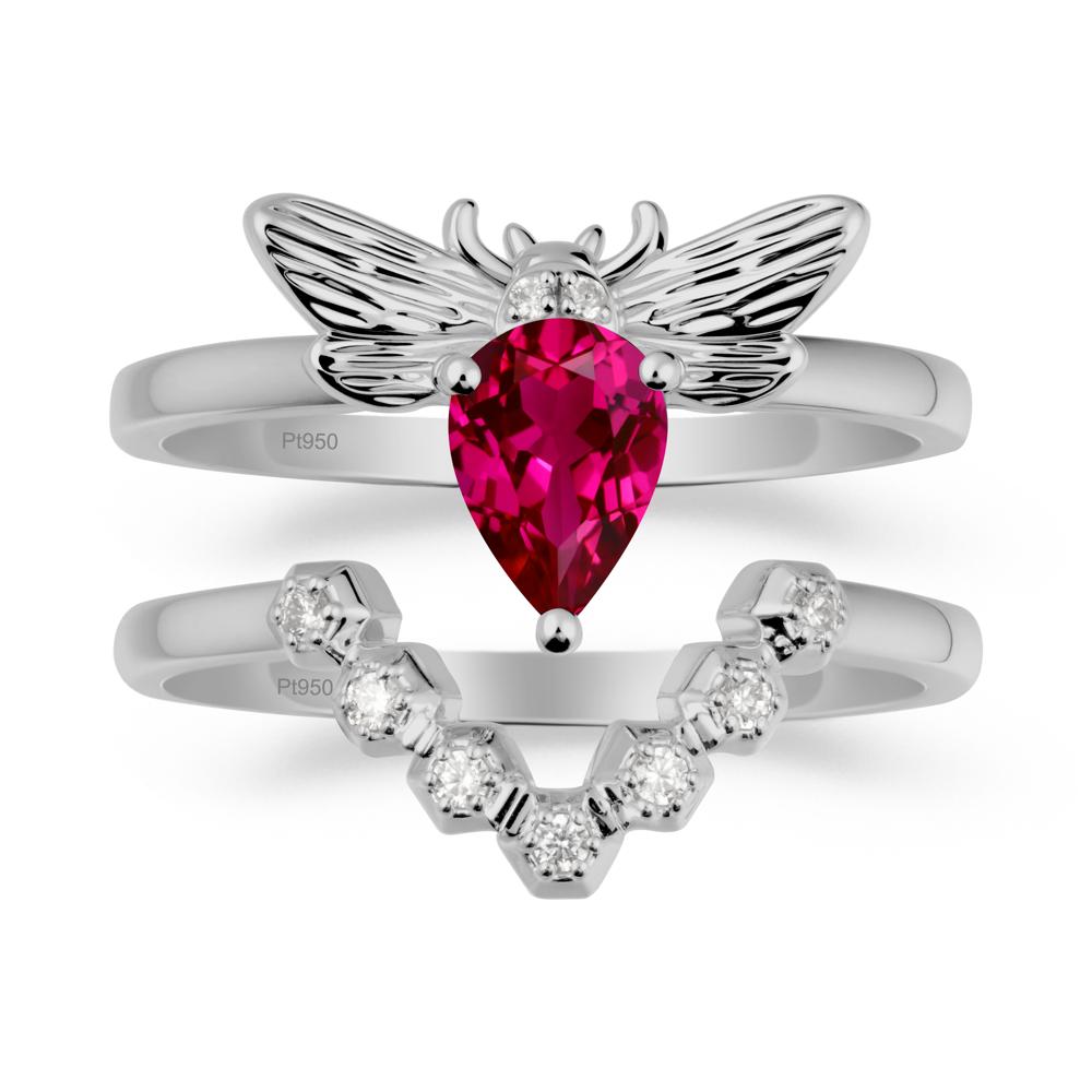 Pear Shapped Ruby Bee Ring Set - LUO Jewelry #metal_xxxxx