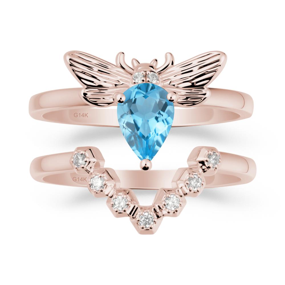 Queen Bee Inspired Swiss Blue Topaz Ring Set - LUO Jewelry #metal_xxxxx