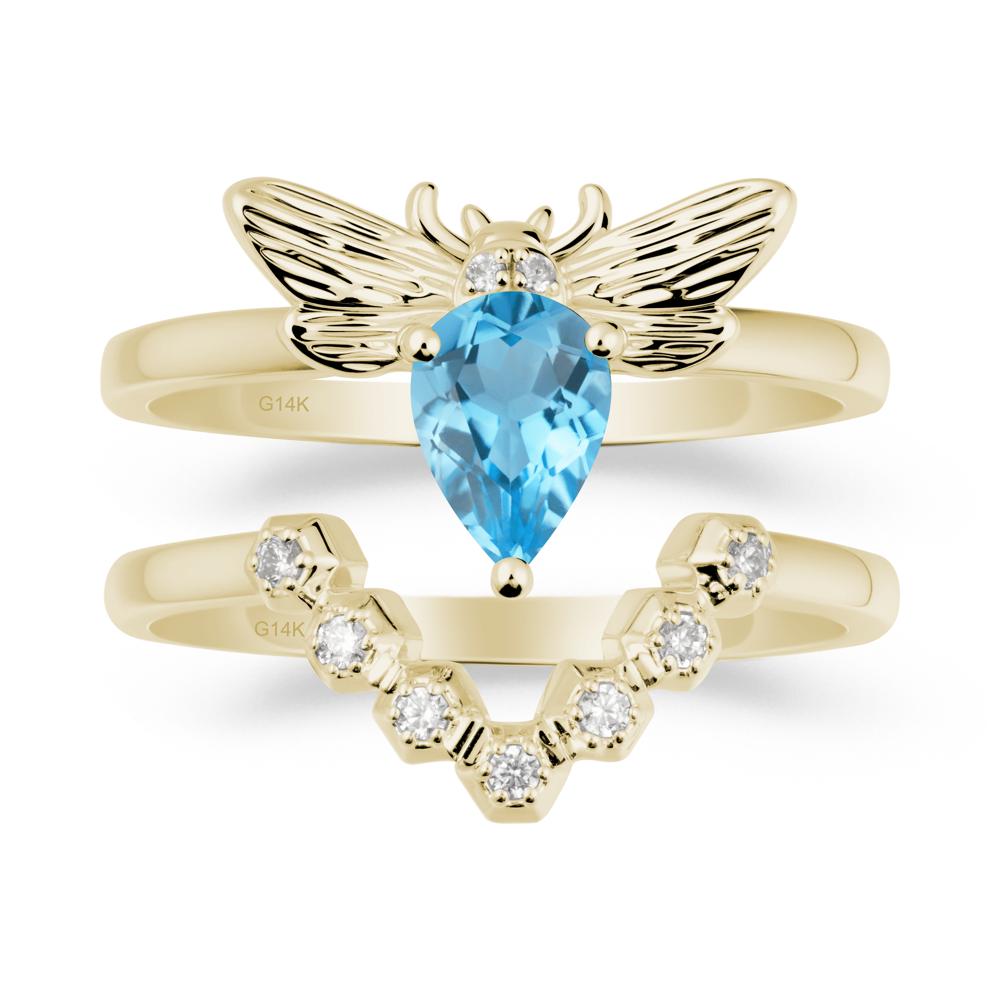 Queen Bee Inspired Swiss Blue Topaz Ring Set - LUO Jewelry #metal_xxxxx
