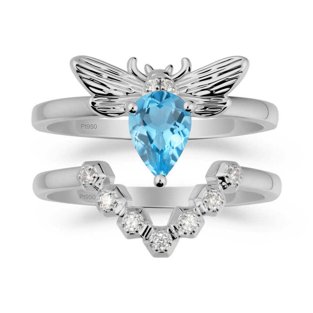 Queen Bee Inspired Swiss Blue Topaz Ring Set - LUO Jewelry #metal_xxxxx