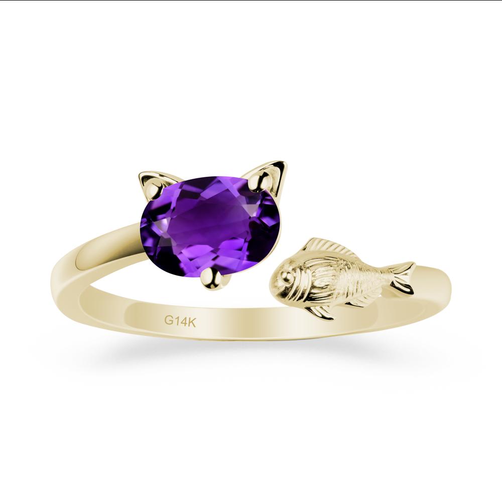 Amethyst Fish and Cat Ring - LUO Jewelry #metal_14k yellow gold