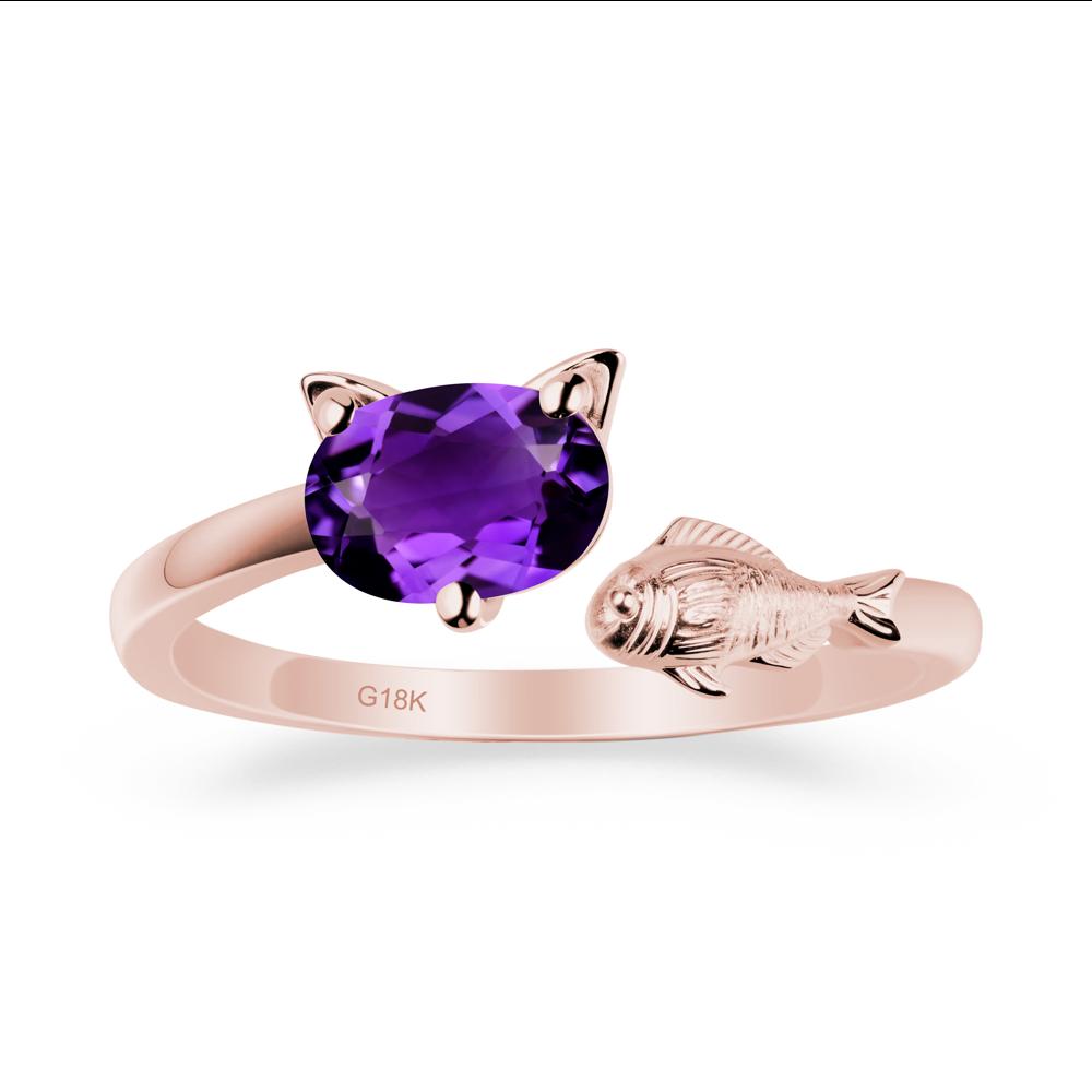 Amethyst Fish and Cat Ring - LUO Jewelry #metal_18k rose gold