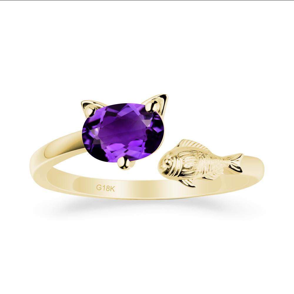 Amethyst Fish and Cat Ring - LUO Jewelry #metal_18k yellow gold