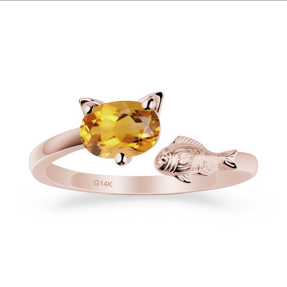 Citrine Fish and Cat Ring - LUO Jewelry #metal_14k rose gold