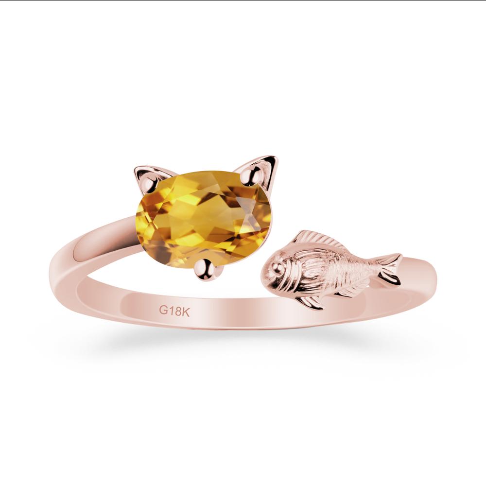 Citrine Fish and Cat Ring - LUO Jewelry #metal_18k rose gold