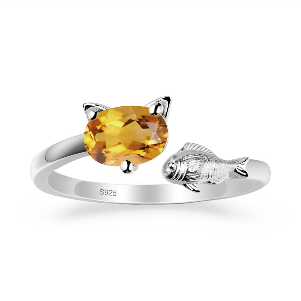 Citrine Fish and Cat Ring - LUO Jewelry #metal_sterling silver