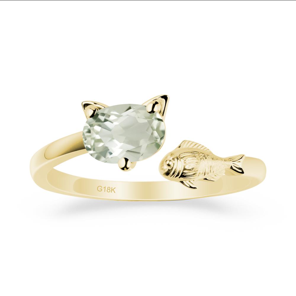 Green Amethyst Fish and Cat Ring - LUO Jewelry #metal_18k yellow gold