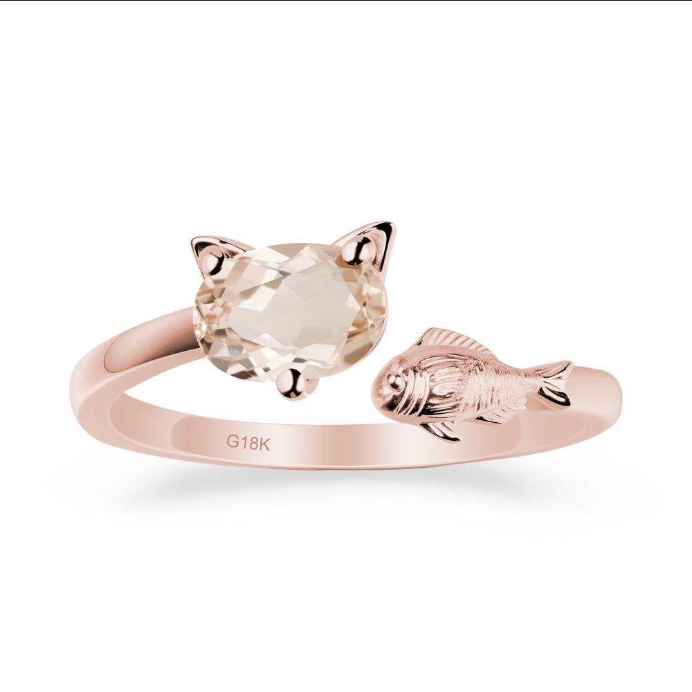 Morganite Cat and Fish Ring - LUO Jewelry #metal_18k rose gold
