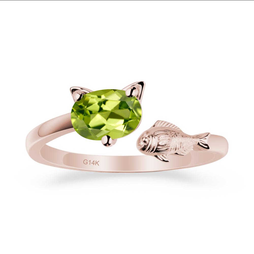 Peridot Fish and Cat Ring - LUO Jewelry #metal_14k rose gold