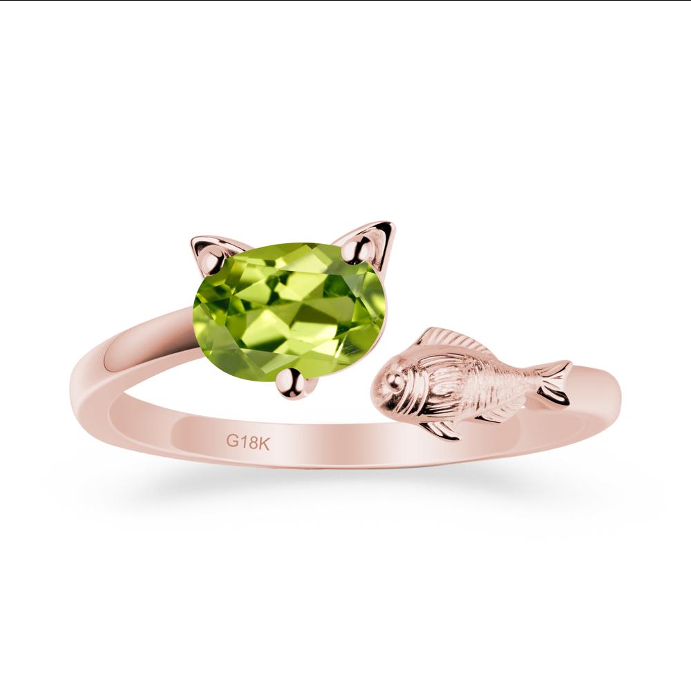 Peridot Fish and Cat Ring - LUO Jewelry #metal_18k rose gold