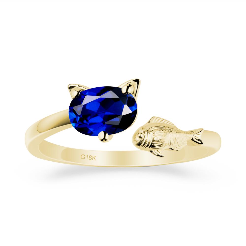 Sapphire Fish and Cat Ring - LUO Jewelry #metal_18k yellow gold