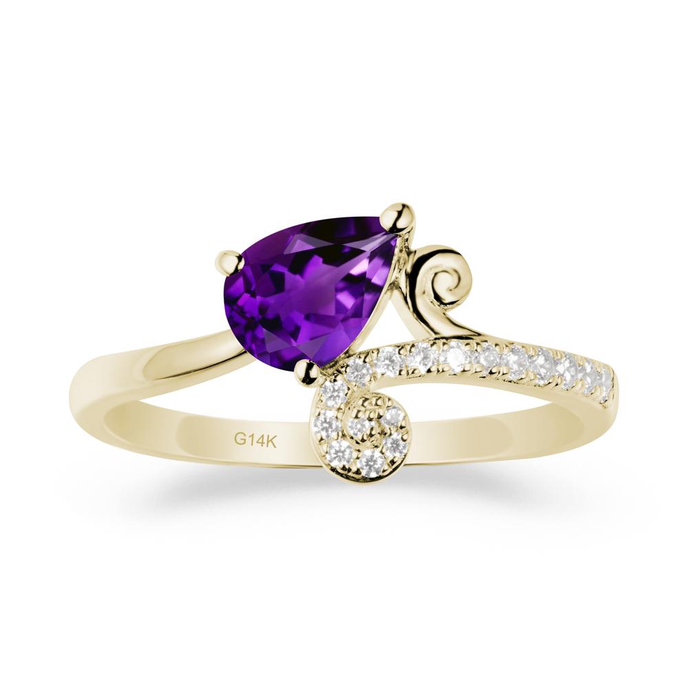 Vine Amethyst Bypass Ring - LUO Jewelry #metal_14k yellow gold