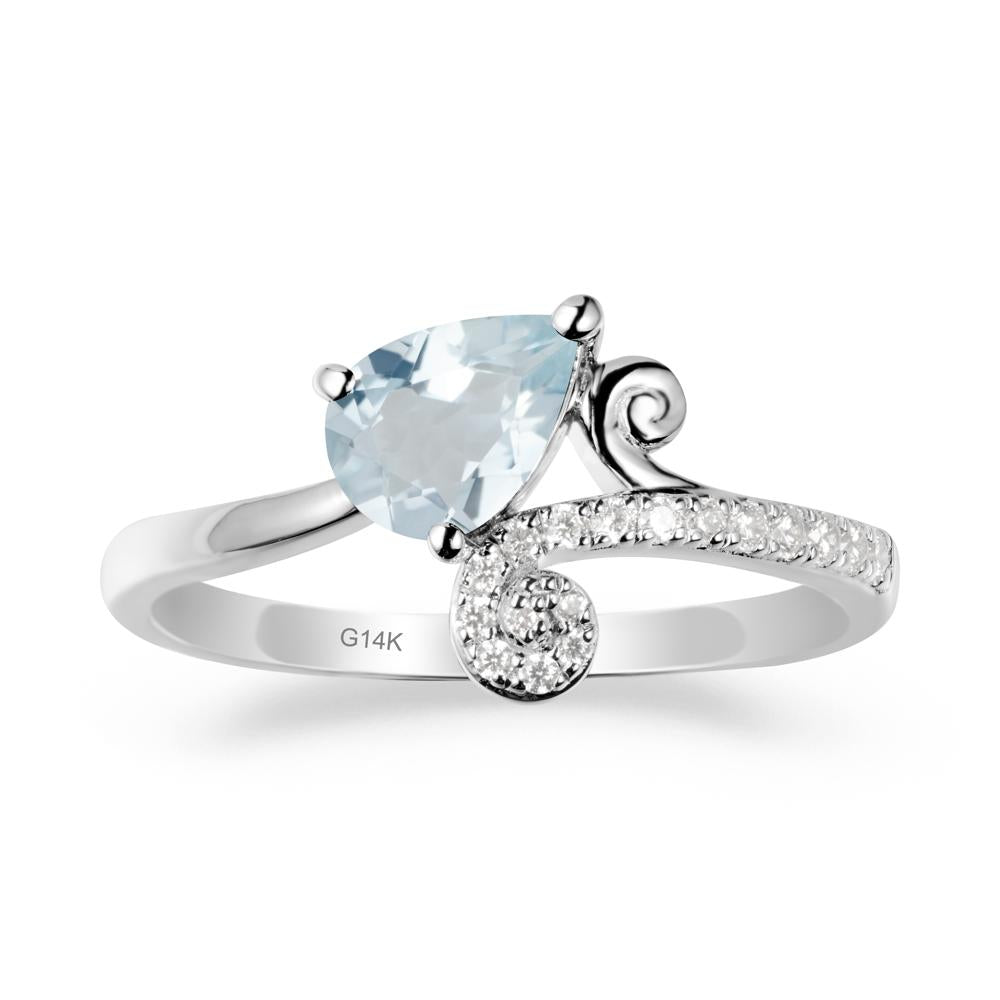 Bypass Teardrop Aquamarine Ring - LUO Jewelry #metal_14k white gold