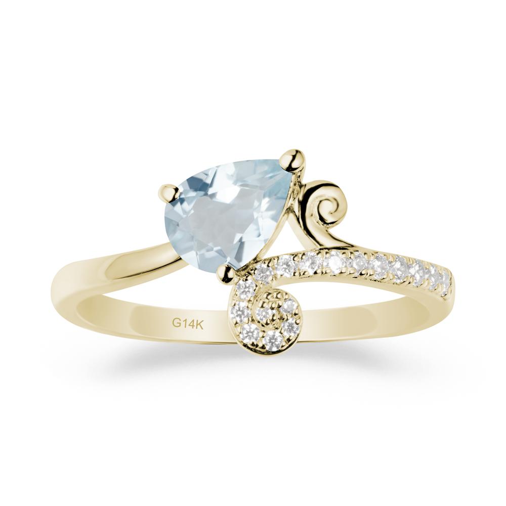 Bypass Teardrop Aquamarine Ring - LUO Jewelry #metal_14k yellow gold