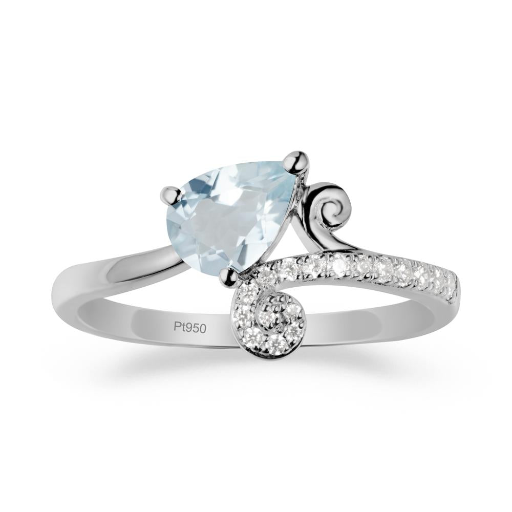 Bypass Teardrop Aquamarine Ring - LUO Jewelry #metal_platinum