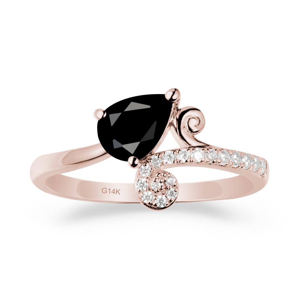 Vine Black Spinel Bypass Ring - LUO Jewelry #metal_14k rose gold