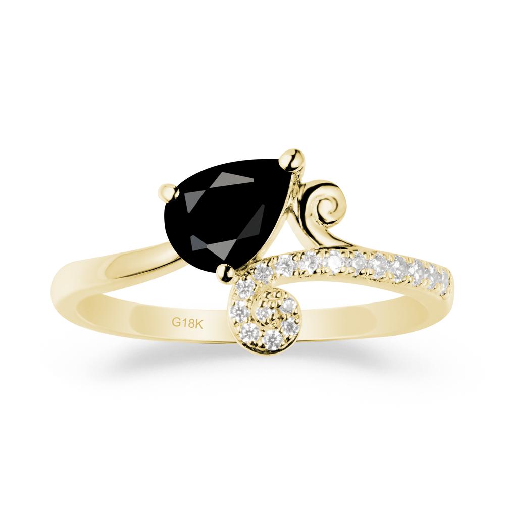 Vine Black Spinel Bypass Ring - LUO Jewelry #metal_18k yellow gold