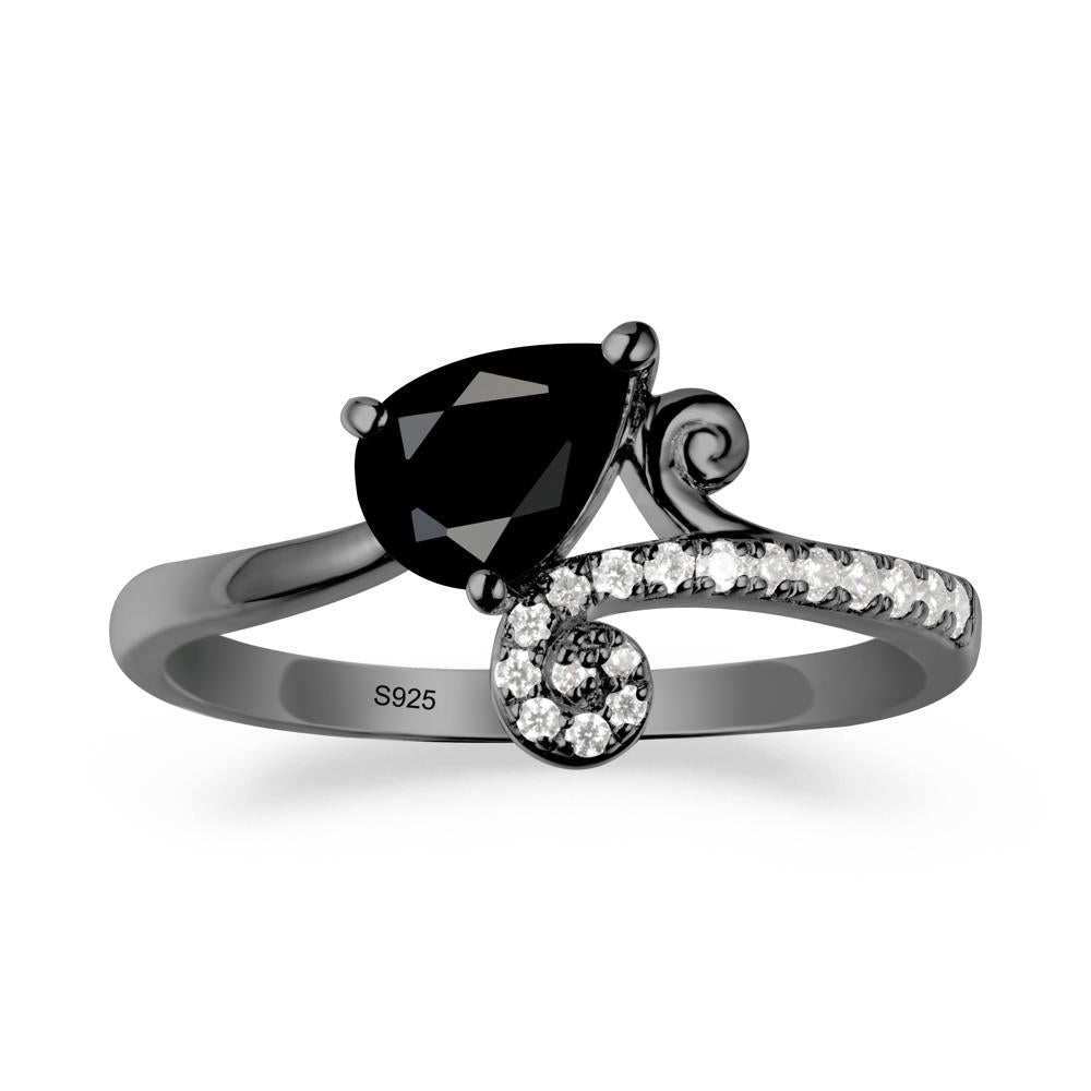 Vine Black Spinel Bypass Ring - LUO Jewelry #metal_black finish sterling silver