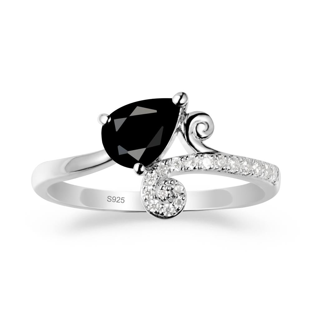 Vine Black Spinel Bypass Ring - LUO Jewelry #metal_sterling silver