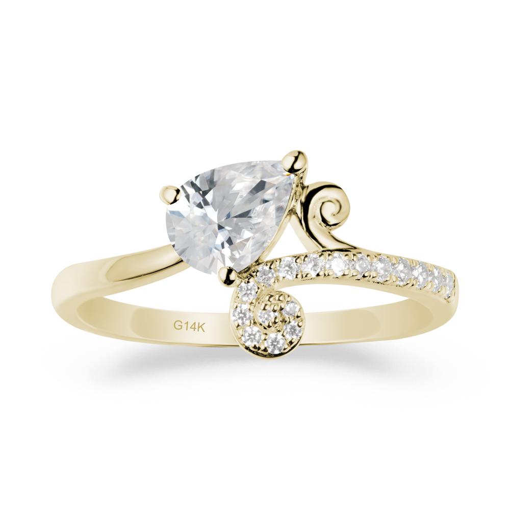 Teardrop Cubic Zirconia Swirl Ring - LUO Jewelry #metal_14k yellow gold