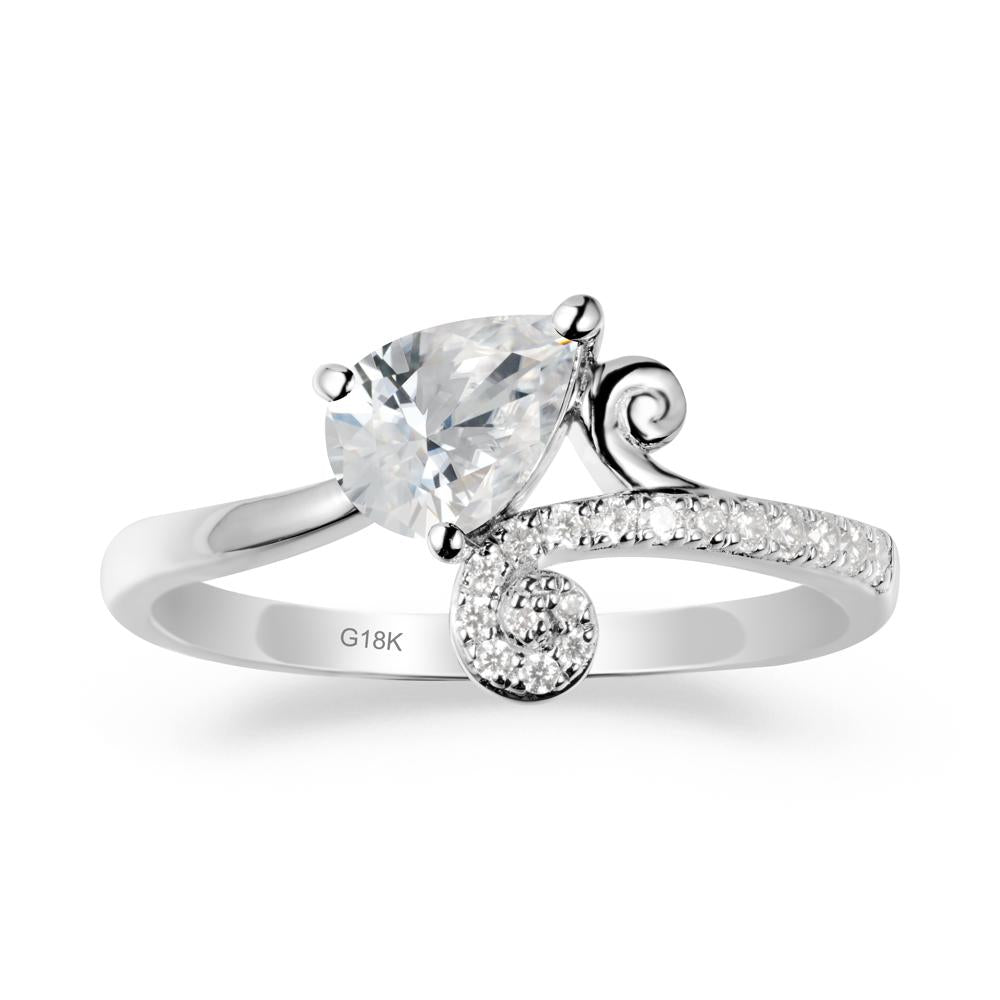 Teardrop Cubic Zirconia Swirl Ring - LUO Jewelry #metal_18k white gold