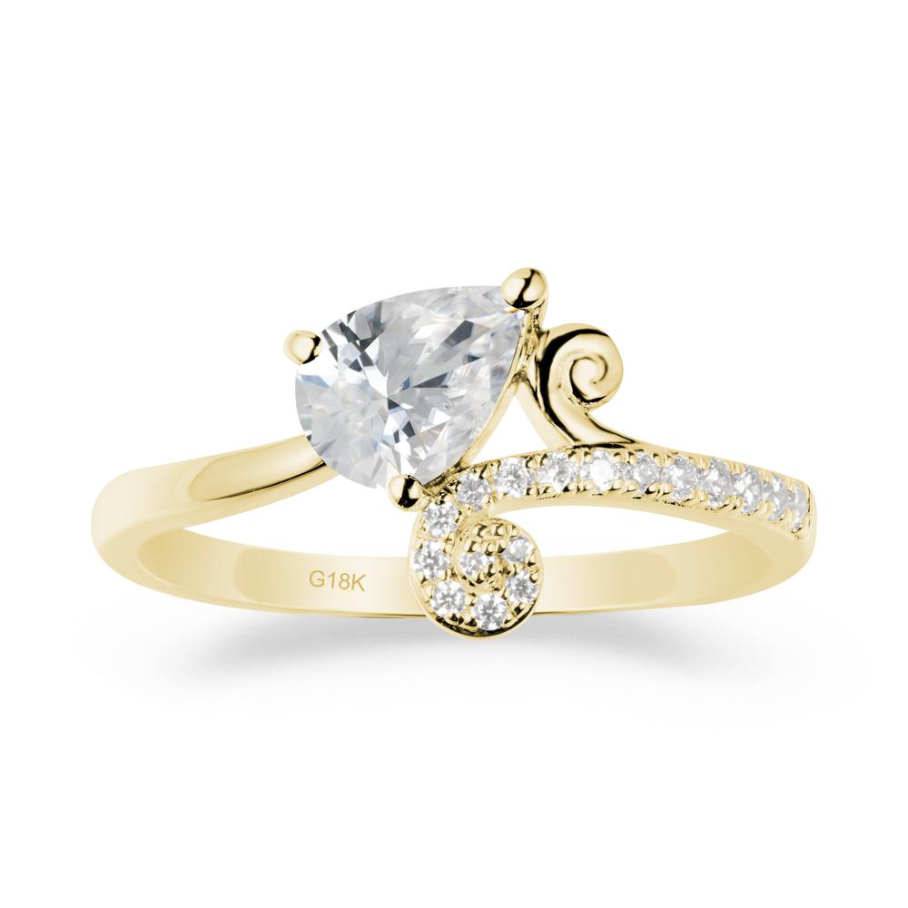 Teardrop Cubic Zirconia Swirl Ring - LUO Jewelry #metal_18k yellow gold