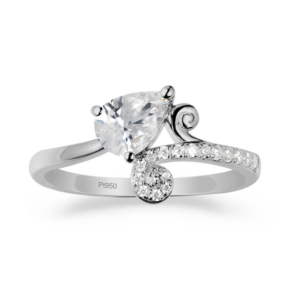 Teardrop Cubic Zirconia Swirl Ring - LUO Jewelry #metal_platinum
