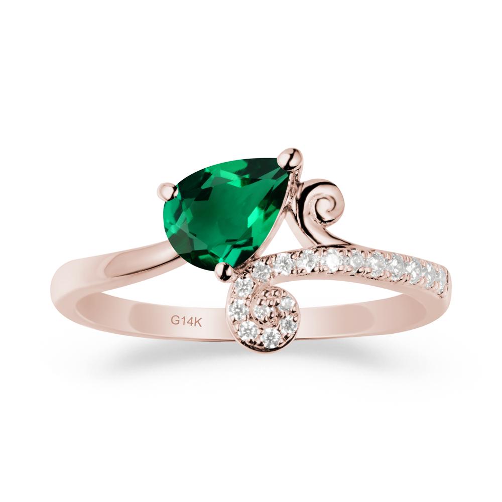 Vine Emerald Bypass Ring - LUO Jewelry #metal_14k rose gold
