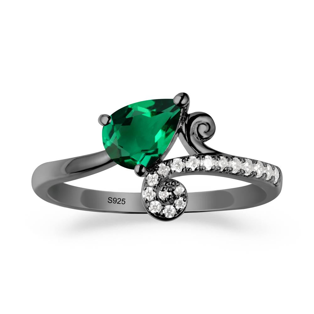 Vine Emerald Bypass Ring - LUO Jewelry #metal_black finish sterling silver