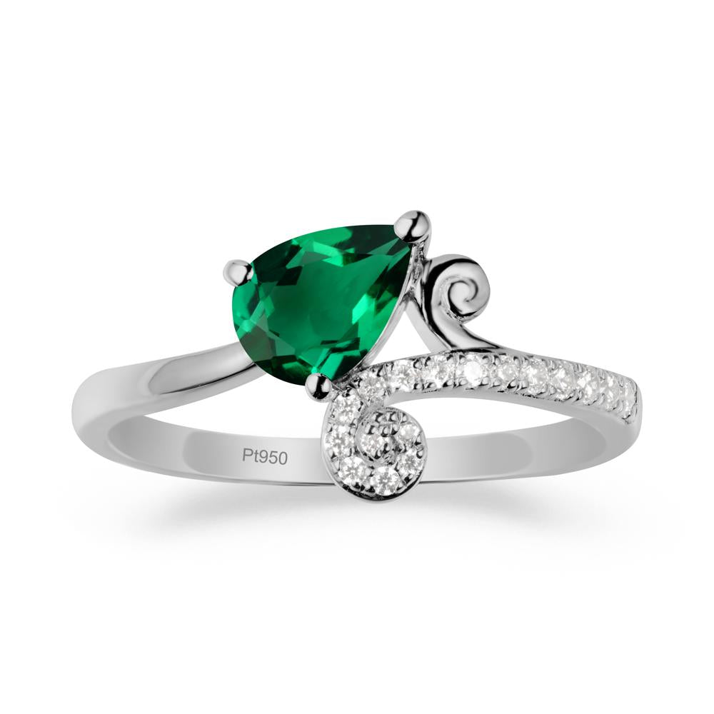 Vine Emerald Bypass Ring - LUO Jewelry #metal_platinum