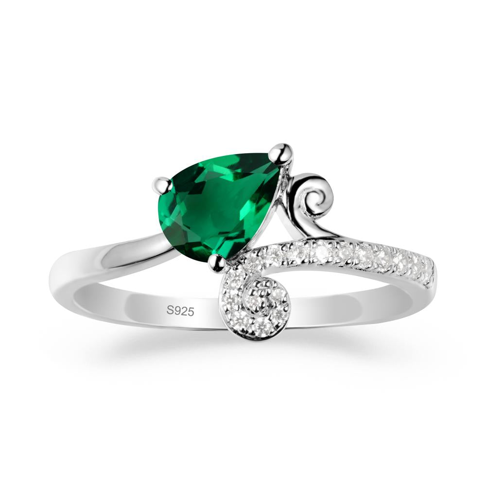 Vine Emerald Bypass Ring - LUO Jewelry #metal_sterling silver