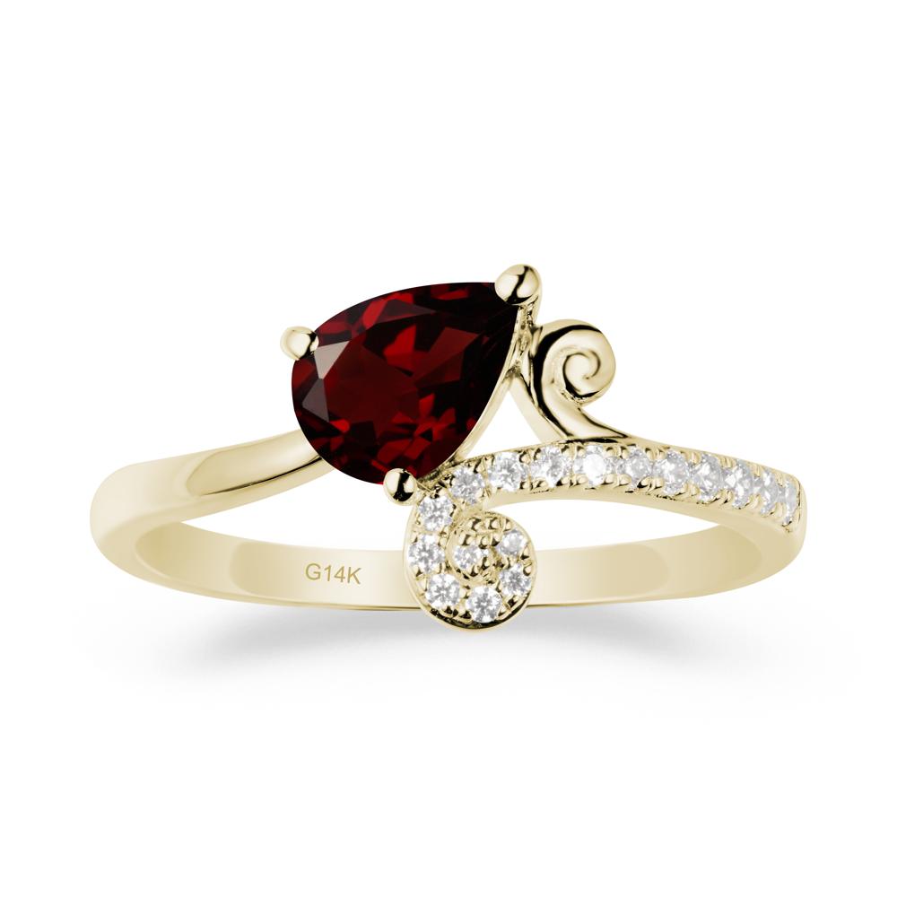 Bypass Teardrop Garnet Ring - LUO Jewelry #metal_14k yellow gold