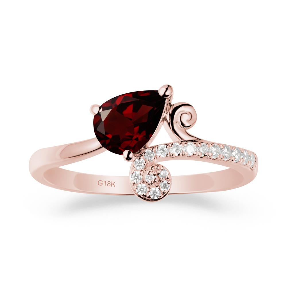 Bypass Teardrop Garnet Ring - LUO Jewelry #metal_18k rose gold