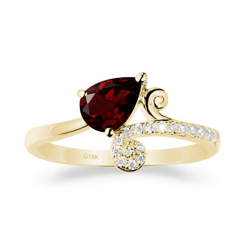Bypass Teardrop Garnet Ring - LUO Jewelry #metal_18k yellow gold
